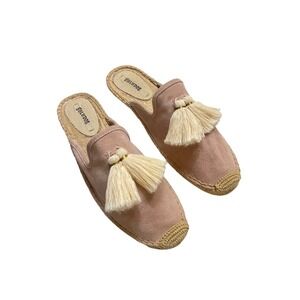 Soludos Blush Pink Boho Feminine Suede Venetian Tassel Mule Espadrille Size 10